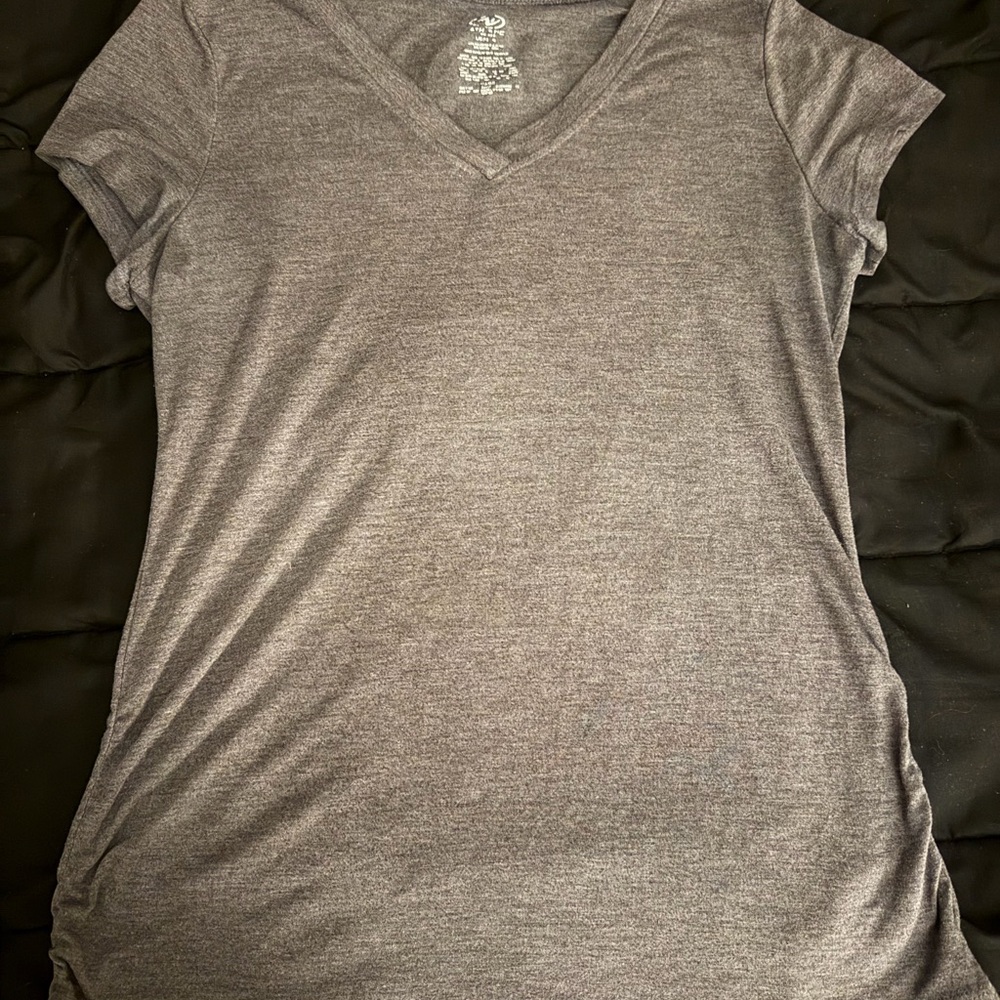 Gray V-Neck Women's Top